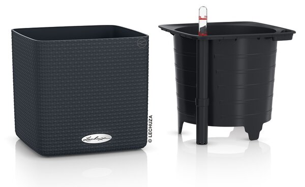 Samozavlažovací květináč Cube Color, průměr 14 cm, antracitová