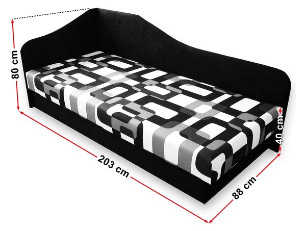 Jednolůžková postel (válenda) 80 cm Lady 87 (Černá 39 + Gusto 12) (L). 793113