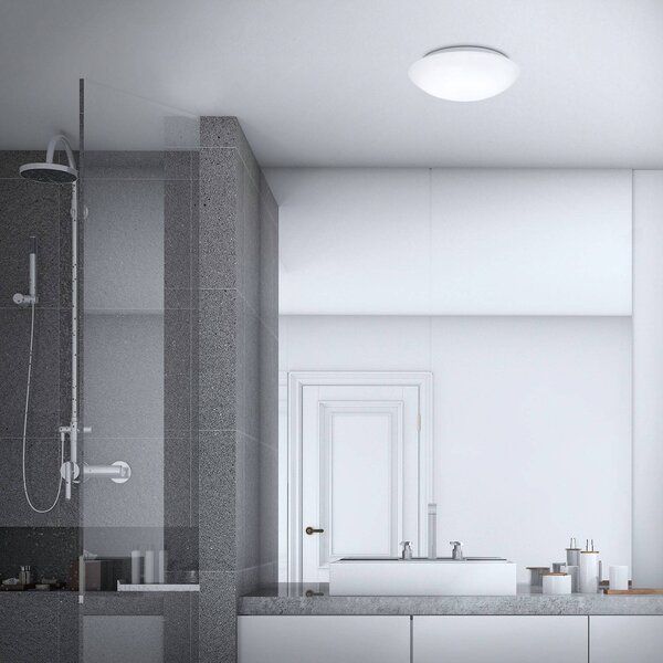 Briloner LED senzorové stropní svítidlo Elipso IP44 4 000K Ø28cm, Bílá / opál, Koupelna, Plast, Moderní