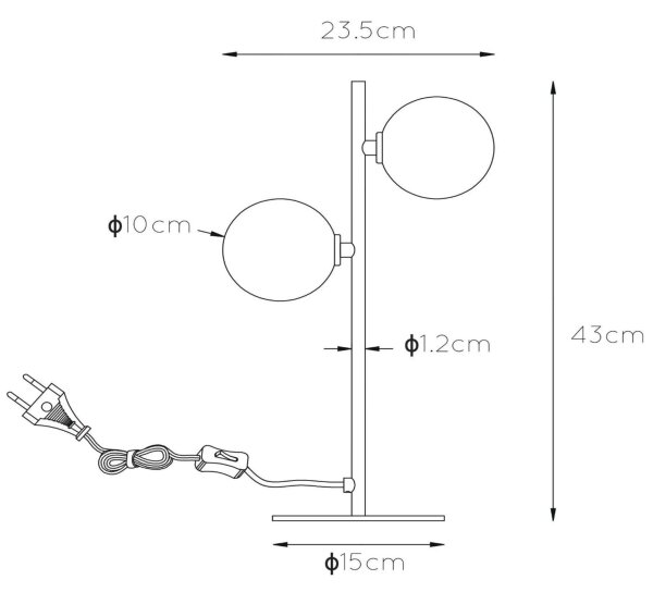 Lucide 45574/02/30 - Stolní lampa TYCHO 2xG9/28W/230V černá