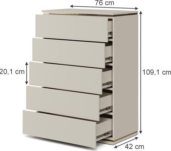 Kredenc Vicco Linette Kašmír 76 x 109.1 cm s 5 zásuvkami, Model 57966