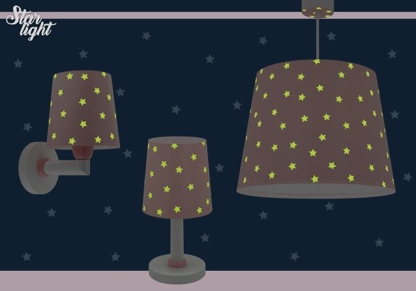 Dalber 82219S - Dětské nástěnné svítidlo STAR LIGHT 1xE27/60W/230V růžová