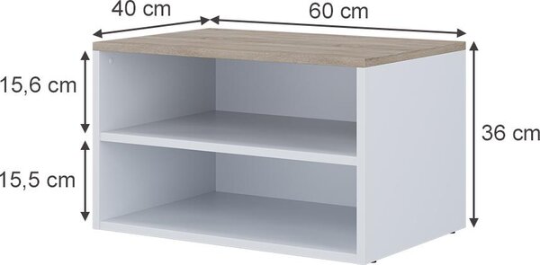 Komoda Vicco Betti Bílá/Sonoma 60 x 36 cm se 2 přihrádkami, Model 56433