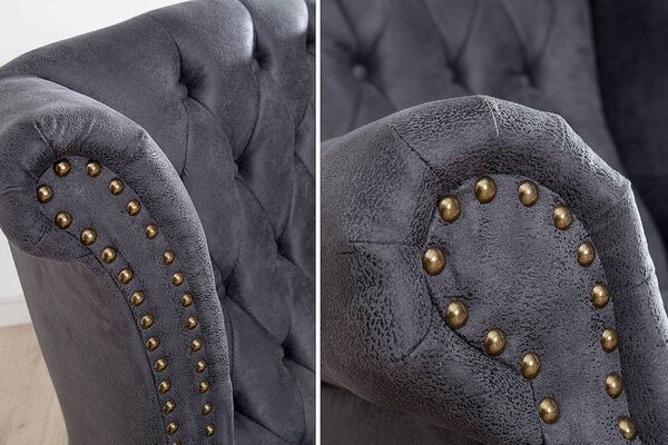 Luxusní křeslo Chesterfield šedé