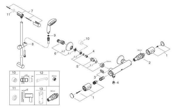 GROHE 34797000 THM sprchová baterie Grohtherm 500 34797 se sprchovým setem 900 mm chrom