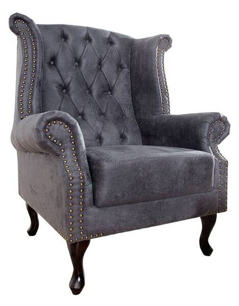 Luxusní křeslo Chesterfield šedé