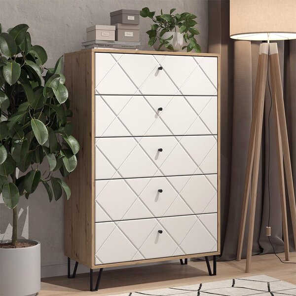 Kredenc Vicco Nizza Řemeslný dub 80.2 x 127.4 cm s 5 zásuvkami, Model 57498