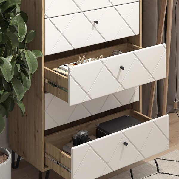 Kredenc Vicco Nizza Řemeslný dub 80.2 x 127.4 cm s 5 zásuvkami, Model 57498