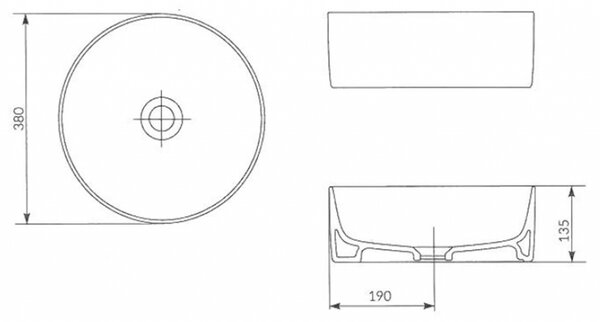Cersanit Crea umyvadlo na desku 38cm, bílá, K114-020