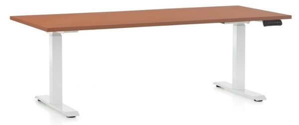 Výškově nastavitelný stůl OfficeTech C, 180 x 80 cm - bílá podnož Barva: Třešeň