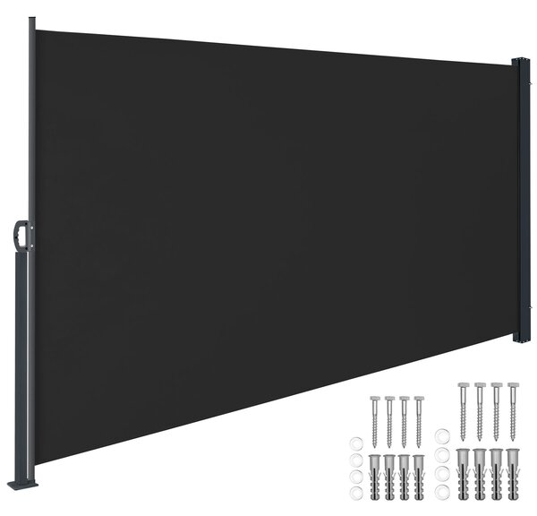 Tectake Výsuvná boční markýza s navíjecím mechanismem, neprůhledná - 300 x 160 cm,černá