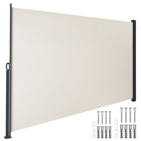 Tectake Výsuvná boční markýza s navíjecím mechanismem, neprůhledná - 300 x 200 cm,béžová