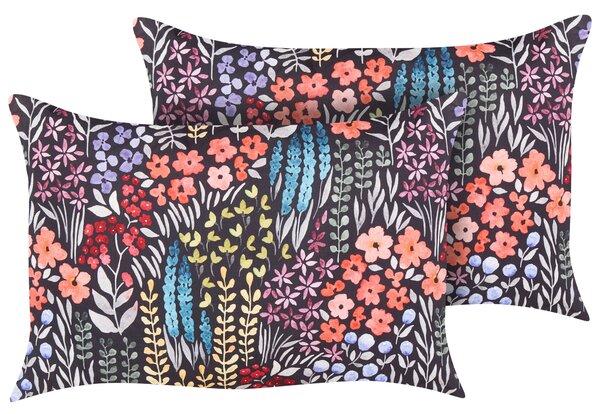 Sada 2 venkovních polštářů CASTELARO Květinový vzor 40 x 60 cm Pestrá
