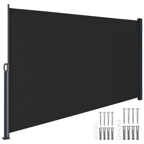 Tectake Výsuvná boční markýza s navíjecím mechanismem, neprůhledná - 300 x 180 cm,černá