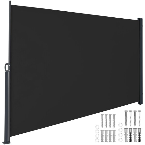 Tectake Výsuvná boční markýza s navíjecím mechanismem, neprůhledná - 300 x 200 cm,černá