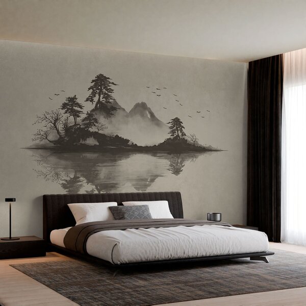 Fototapety Horská krajina v technice sumi-e v jemných šedých tónech, Fototapety příroda, w05124v1 : uwalls.cz