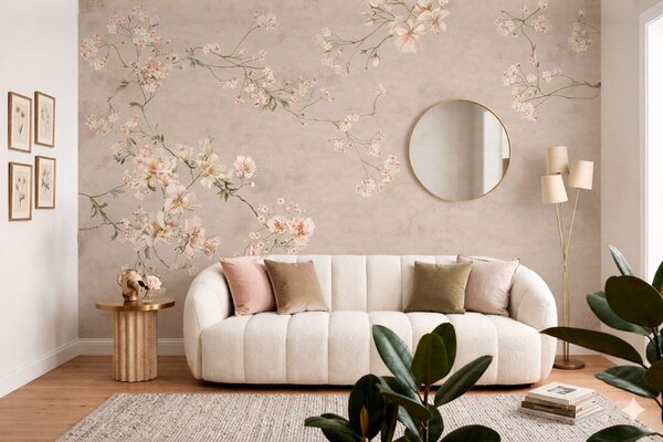 Fototapety Jemné květinové větvičky ve stylu chinoiserie na světlém pozadí, Fototapety vintage, w05427 : uwalls.cz