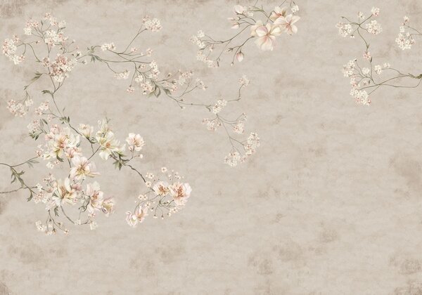 Fototapety Jemné květinové větvičky ve stylu chinoiserie na světlém pozadí, Fototapety vintage, w05427 : uwalls.cz