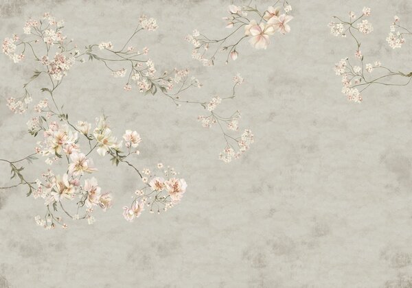 Fototapety Květinové větve ve stylu chinoiserie na šedém pozadí, Fototapety vintage, w05427v1 : uwalls.cz