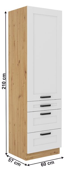 KONDELA Vysoká skříňka, bílá/dub artisan, LULA 60 DKS-210 3S 1F