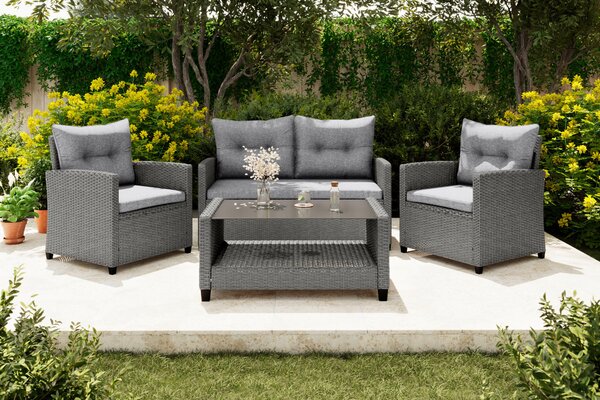 TERASOVÁ SEDACÍ SOUPRAVA kov, plast, sklo, textil Ambia Garden