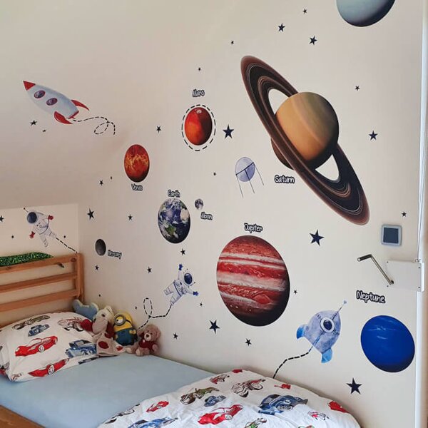 INSPIO-textilní přelepitelná samolepka - Samolepky na zeď - Vesmír, planety, sluneční soustava