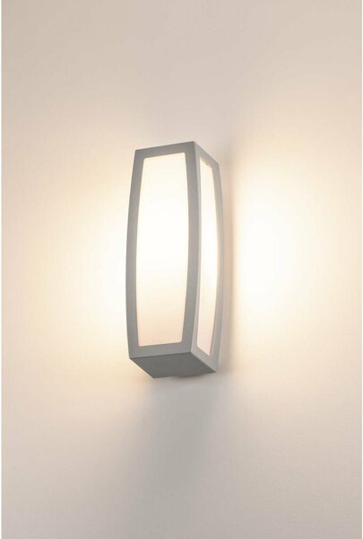 BIG WHITE SLV MERIDIAN BOX, venkovní nástěnné svítidlo, TC-(D,H,T,Q)SE, IP54, stříbrošedé, max. 20 W 230044