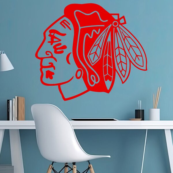 Živá Zeď Samolepka Hokejový tým Chicago Blackhawks Barva: černá