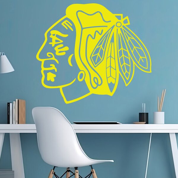 Živá Zeď Samolepka Hokejový tým Chicago Blackhawks Barva: černá