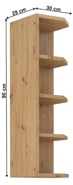 KONDELA Horní policová skříňka, dub artisan, LULA 30 G-90 ZAK