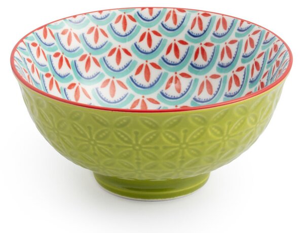 Kameninová Miska 250 ml 12 cm Mikasa na Snídaně, Müsli, Rýži a Dipy - zeleno-modrý geometrický vzor MKNBOWL31