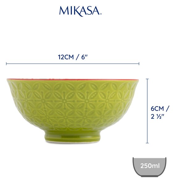 Kameninová Miska 250 ml 12 cm Mikasa na Snídaně, Müsli, Rýži a Dipy - zeleno-modrý geometrický vzor MKNBOWL31