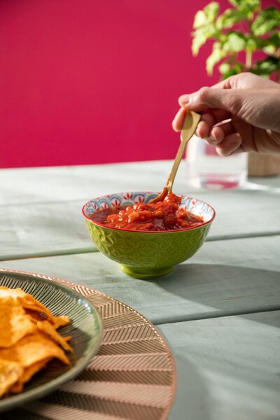 Kameninová Miska 250 ml 12 cm Mikasa na Snídaně, Müsli, Rýži a Dipy - zeleno-modrý geometrický vzor MKNBOWL31