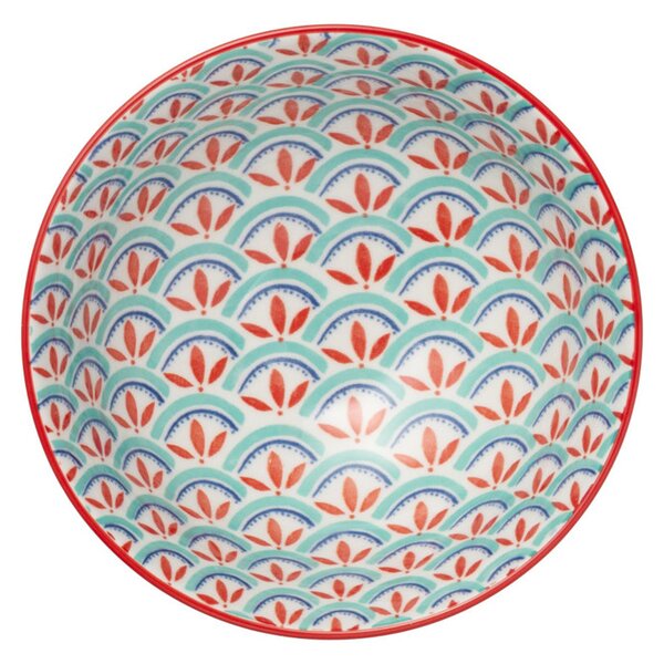 Kameninová Miska 250 ml 12 cm Mikasa na Snídaně, Müsli, Rýži a Dipy - zeleno-modrý geometrický vzor MKNBOWL31