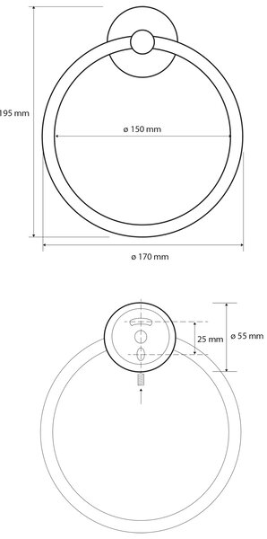 Sapho Sapho, X-ROUND BLACK držák ručníků kruh, černý, XR411B
