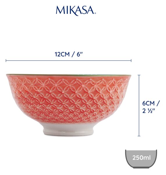 Kameninová Miska 250 ml 12 cm Mikasa na Snídaně, Müsli, Rýži a Dipy - korálovo-modrý květinový vzor MKNBOWL13