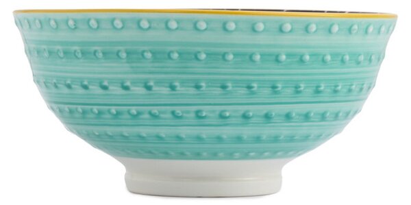 Kameninová Miska 250 ml 12 cm Mikasa na Snídaně, Müsli, Rýži a Dipy - modro-tyrkysový geometrický vzor MKNBOWL18