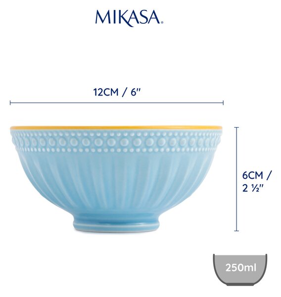 Kameninová Miska 250 ml 12 cm Mikasa na Snídaně, Müsli, Rýži a Dipy - modro-korálový mozaikový vzor MKNBOWL32