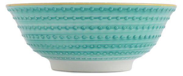 Kameninová Miska 900 ml 21 cm Mikasa na Těstoviny, Saláty, Nudle a Bowl Jídla - modro-tyrkysový geometrický vzor MKRBOWL18