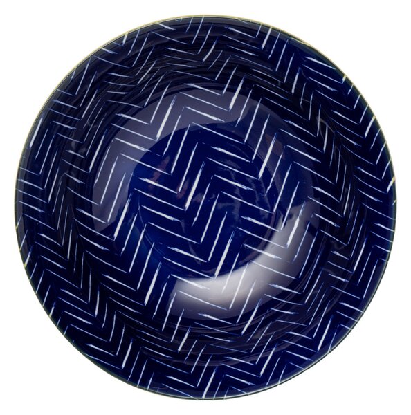 Kameninová Miska 900 ml 21 cm Mikasa na Těstoviny, Saláty, Nudle a Bowl Jídla - modro-tyrkysový geometrický vzor MKRBOWL18