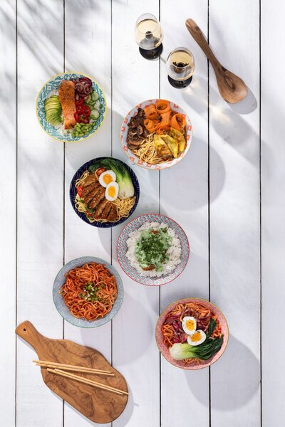 Kameninová Miska 900 ml 21 cm Mikasa na Těstoviny, Saláty, Nudle a Bowl Jídla - modro-korálový mozaikový vzor MKRBOWL32