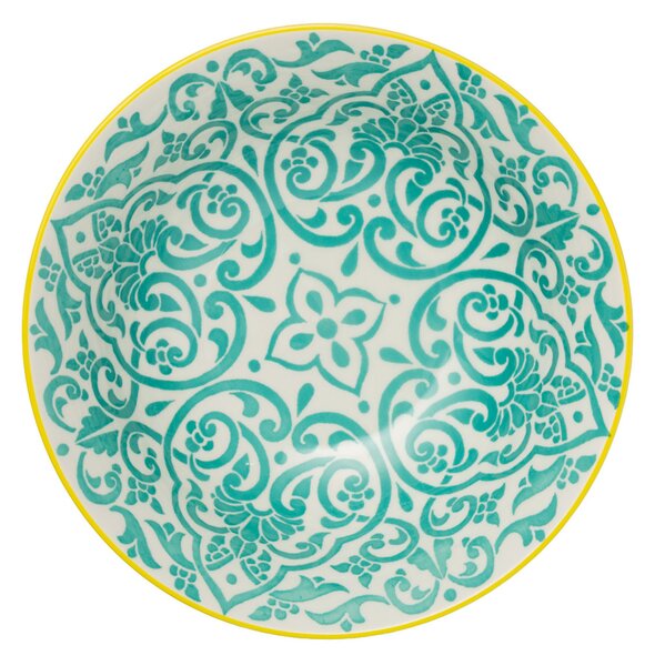 Kameninová Miska 900 ml 21 cm Mikasa na Těstoviny, Saláty, Nudle a Bowl Jídla - žluto-modrý geometrický vzor MKRBOWL41
