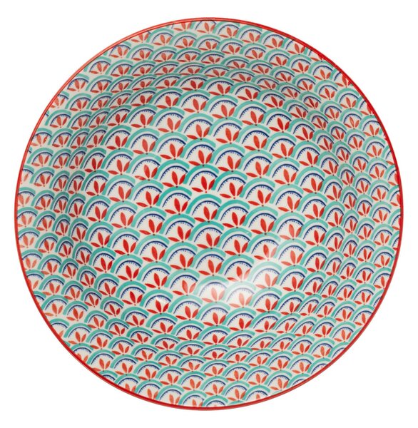 Kameninová Miska 900 ml 21 cm Mikasa na Těstoviny, Saláty, Nudle a Bowl Jídla - zeleno-modrý geometrický vzor MKRBOWL31