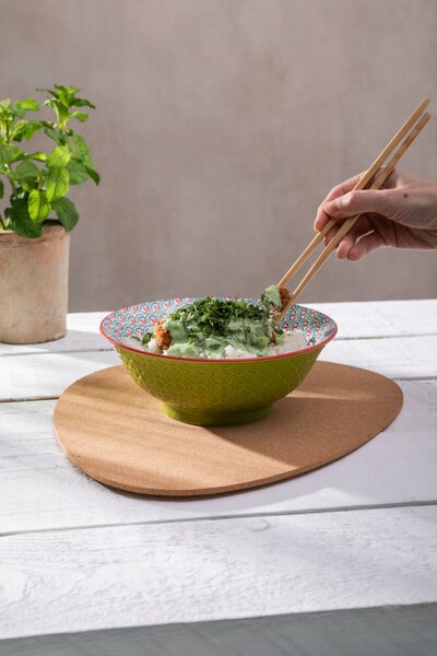Kameninová Miska 900 ml 21 cm Mikasa na Těstoviny, Saláty, Nudle a Bowl Jídla - zeleno-modrý geometrický vzor MKRBOWL31