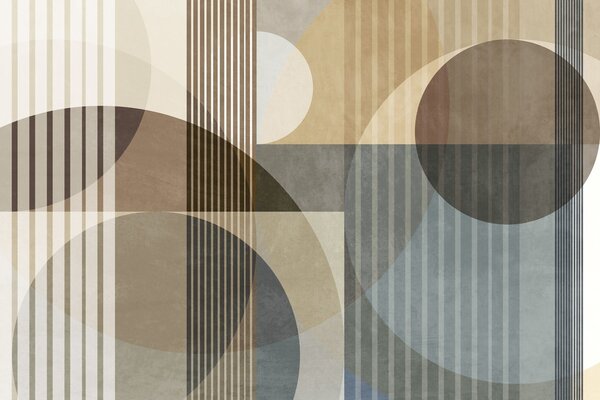 Fototapety Abstraktní geometrické tvary tvořené kruhy a čarami, tlumené zemité odstíny, strukturovaná,, Fototapety geometrie, w09834 : uwalls.cz