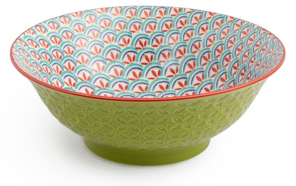 Kameninová Miska 900 ml 21 cm Mikasa na Těstoviny, Saláty, Nudle a Bowl Jídla - zeleno-modrý geometrický vzor MKRBOWL31