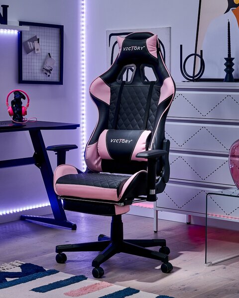 Herní křeslo VICTORY Umělá kůže Růžová