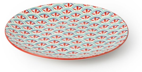 Kameninový Talíř 18 cm Mikasa na Dezerty, Brunch a Tapas - zeleno-modrý geometrický vzor MKSPLATE31