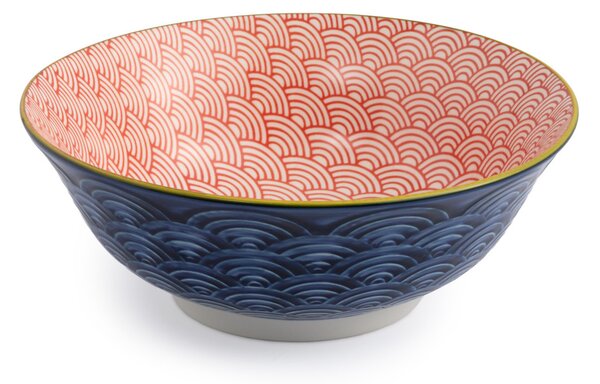 Kameninová Miska 900 ml 21 cm Mikasa na Těstoviny, Saláty, Nudle a Bowl Jídla - červeno-modrý obloukový vzor MKRBOWL27