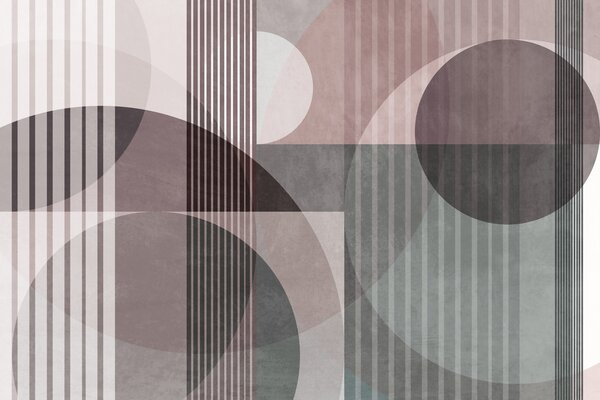 Fototapety Abstraktní geometrické tvary tvořené kruhy a čarami, tlumené barvy, strukturovaná, vrstevnatá, Fototapety geometrie, w09834v1 : uwalls.cz
